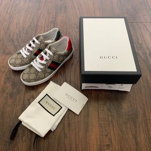 Gucci Kids GGSuperme Canvas Beige/Green Size 33